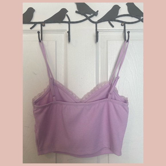 Lace Trim Tie Crop Top (Lilac Purple) - Picture 5 of 8
